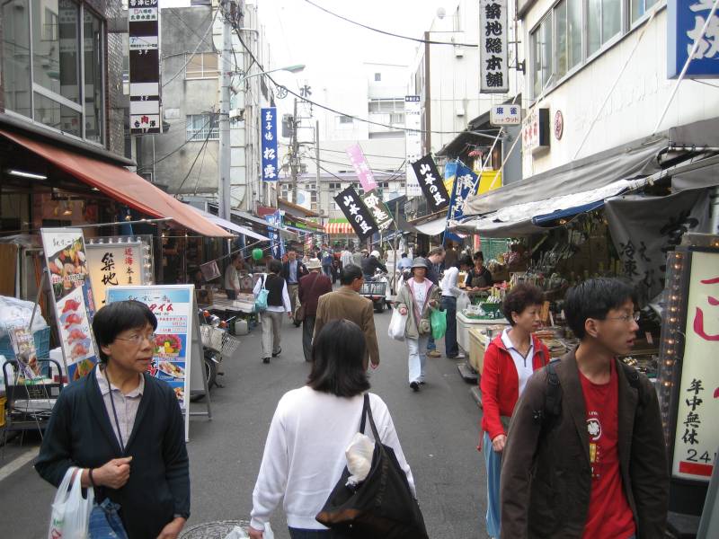 Marketplace outside Tsukiji Fish Market