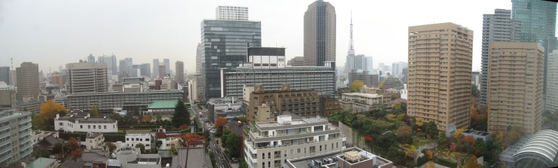Embassy, Hotel Okura and Tokyo Tower from ANA Hotel in Ark Hills Embassy and Hotel Okura